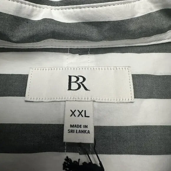 Banana Republic Shirt Womens XXL Gray White Striped Oversized Long Sleeve - Picture 7 of 13